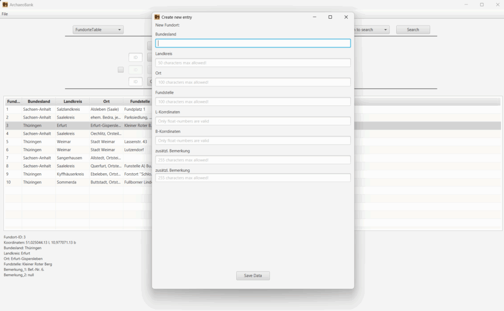 Fig.3: Create new database entry.